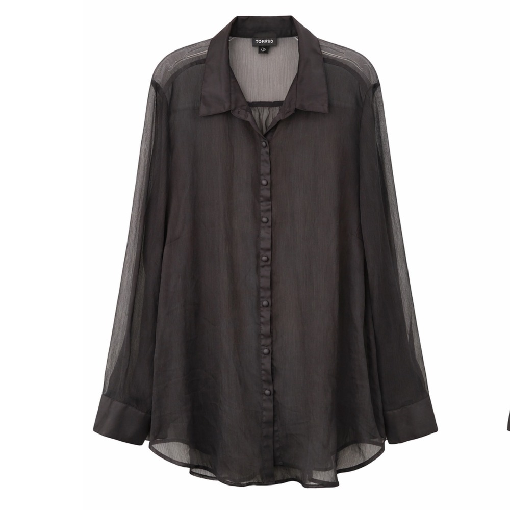 torrid Black Sheer Button-Up Blouse